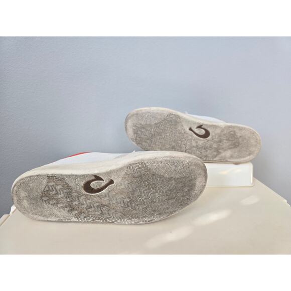 Olukai Mio Li Men’s Size 9.5 Neutral & Coral Sneakers Sude Mesh Comfort Travel - Picture 3 of 8